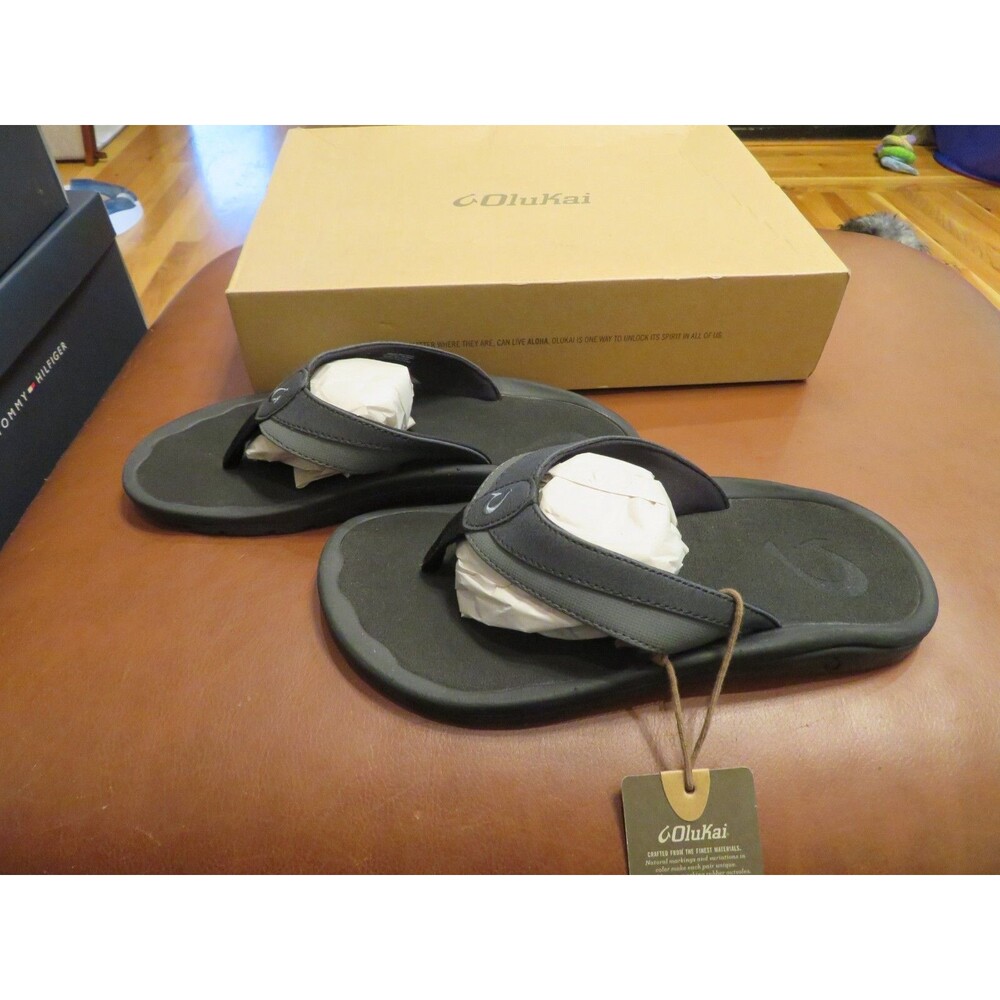 NWT Mens Lava Rock Olukai Ohana Koa Flip Flops, 8